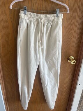 TNA Cream High-Waisted Drawstring Sweatpants